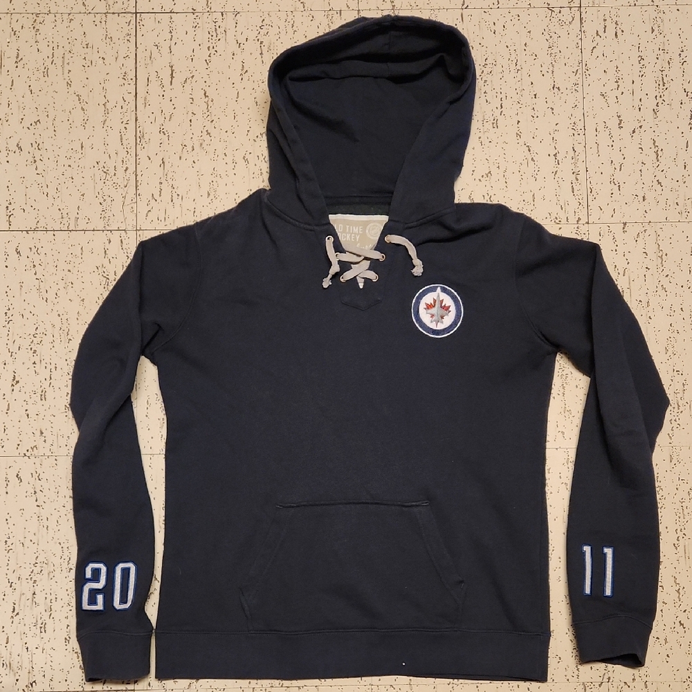 Winnipeg Jets NHL Spellout Old Time Hockey 2011 Pullover Lacer Hoodie Sweater